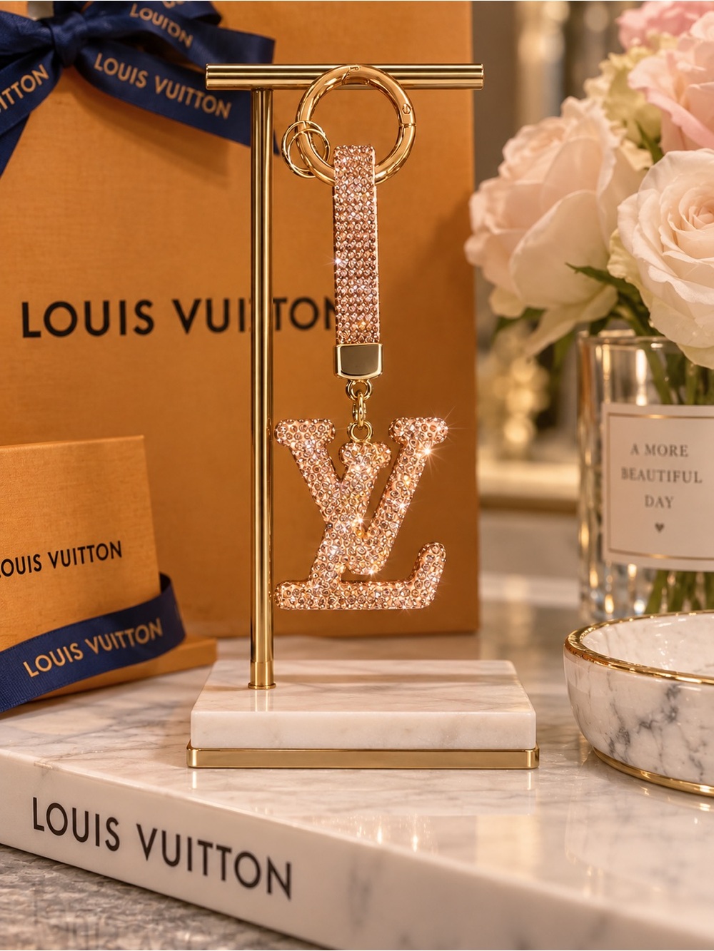 Rose Gold Crystal Keychain Charm